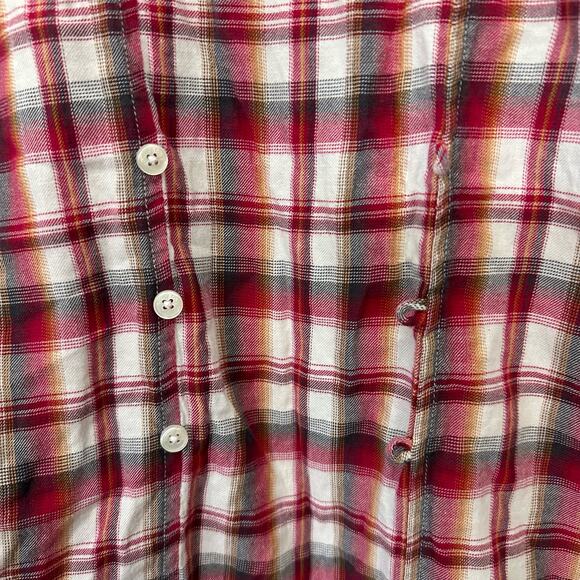 Horny Toad Button Up Top Womens Mixologist M Plaid Multicolor Organic Cotton - Picture 6 of 10